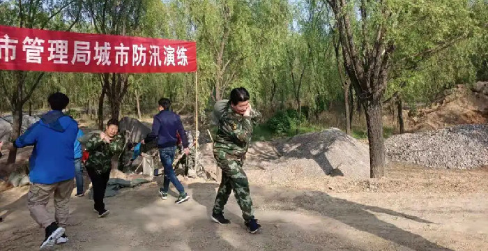 三门峡市城管局暨天鹅湖湿地公园防洪抢险演练圆满完成